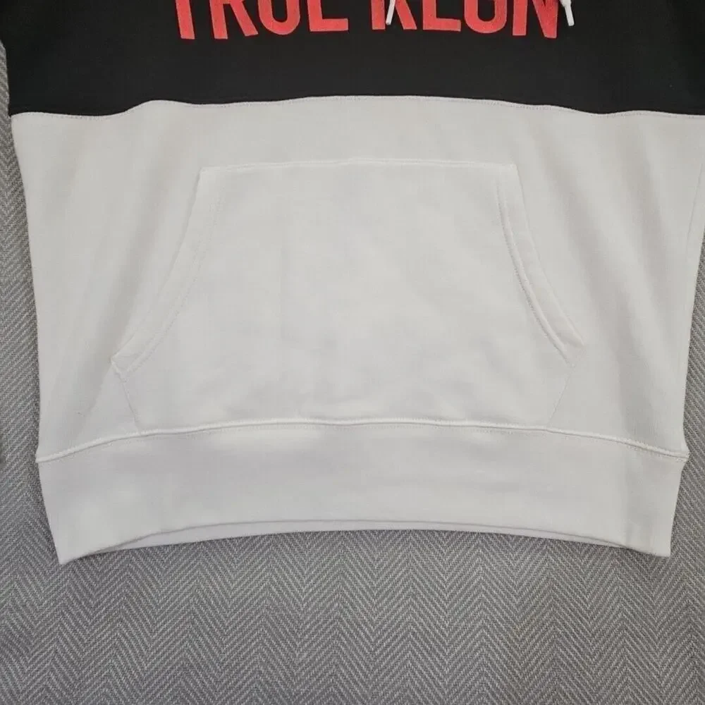 True Religion Men's Pullover Colorblock Hoodie Sweatshirt White‎ Black 103140 LG